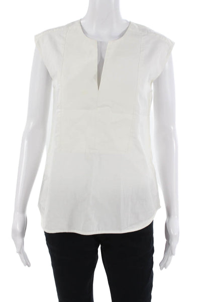 Thomas Mason For J Crew Women White V-Neck Sleeveless Blouse Size 2