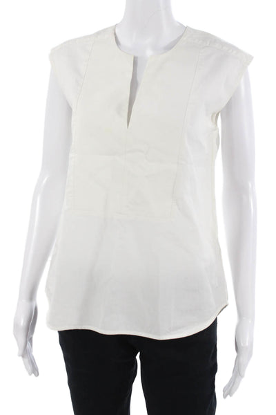 Thomas Mason For J Crew Women White V-Neck Sleeveless Blouse Size 2
