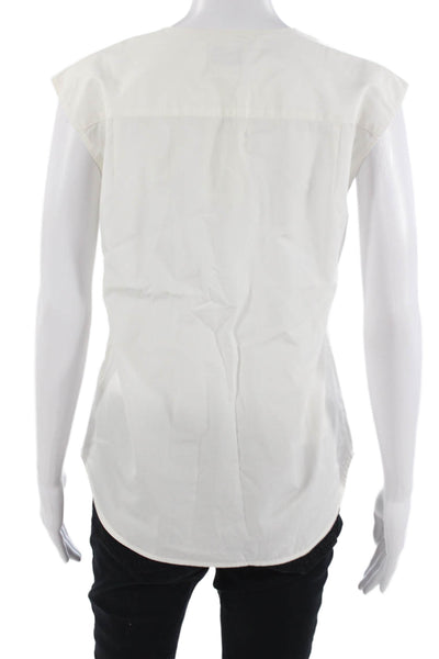 Thomas Mason For J Crew Women White V-Neck Sleeveless Blouse Size 2