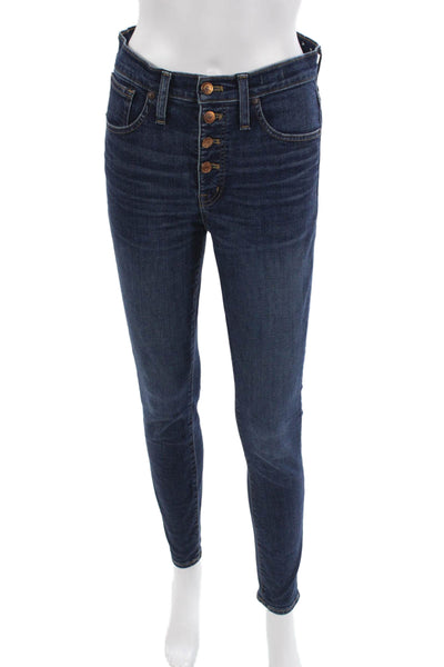 Madewell Women Skinny Ankle Jeans Dark Blue Mid Rise Button Size 27