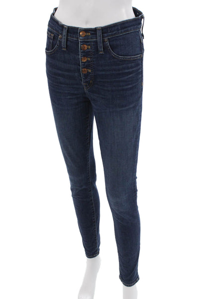 Madewell Women Skinny Ankle Jeans Dark Blue Mid Rise Button Size 27