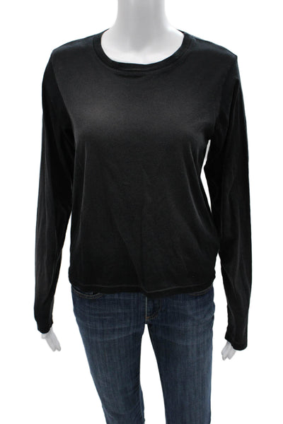 Michael Lauren Women Black Supima Cotton Crew Neck Long Sleeve T-Shirt Size M