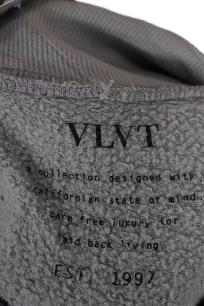 Velvet Women Pullover Sweatshirts Gray Mock Neck Long Sleeve Cotton Size M