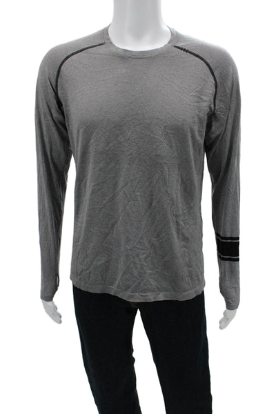 Lululemon Mens Gray Long Sleeve Crew Neck Nylon Blend T-Shirt Size M