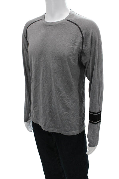 Lululemon Mens Gray Long Sleeve Crew Neck Nylon Blend T-Shirt Size M