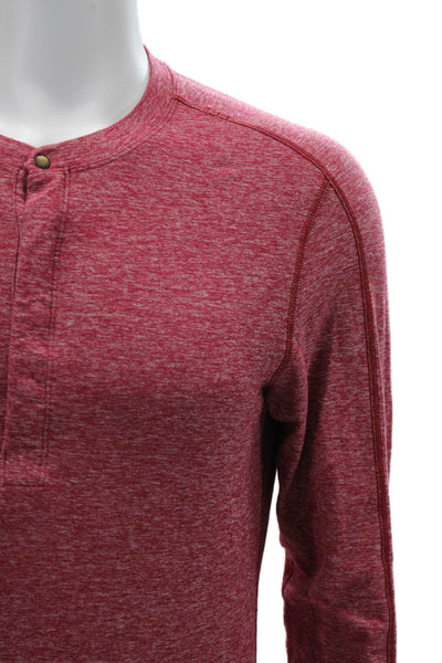 Lululemon Mens Band T-Shirt Red Long Sleeve Round Neck Nylon Blend Size M