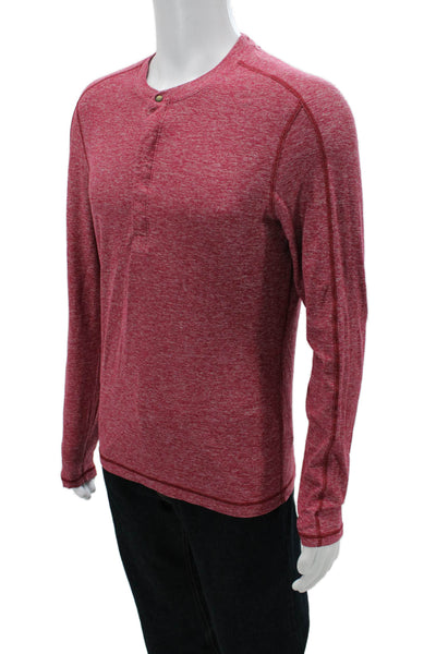 Lululemon Mens Band T-Shirt Red Long Sleeve Round Neck Nylon Blend Size M
