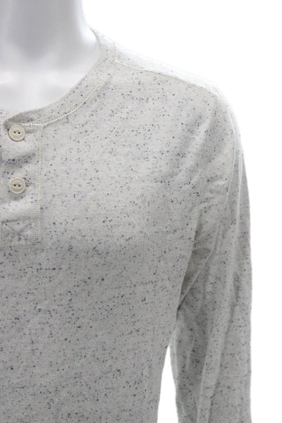 J Crew Mens Gray Long Sleeve Crewneck Button T Shirt 100% Cotton Size M