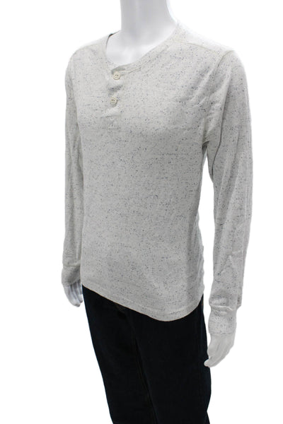J Crew Mens Gray Long Sleeve Crewneck Button T Shirt 100% Cotton Size M