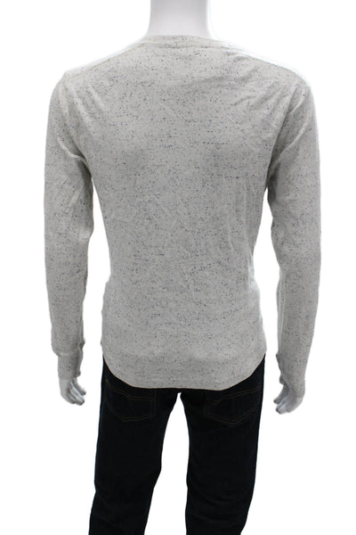 J Crew Mens Gray Long Sleeve Crewneck Button T Shirt 100% Cotton Size M