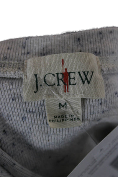 J Crew Mens Gray Long Sleeve Crewneck Button T Shirt 100% Cotton Size M