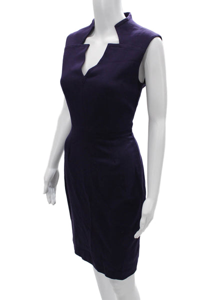 Trina Turk Womens Sleeveless Sheath Dress Dark Blue Zip Knee Length Size 6