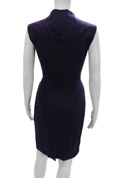 Trina Turk Womens Sleeveless Sheath Dress Dark Blue Zip Knee Length Size 6