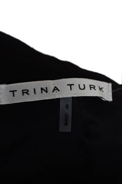 Trina Turk Womens Sleeveless Sheath Dress Dark Blue Zip Knee Length Size 6