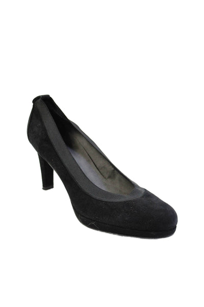 Stuart Weitzman Womens Velvet Platform Pumps Shoes Solid Black Size 9