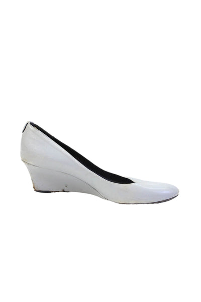 Gucci Womens Leather Slip On Wedge Heels Pumps Shoes Light Blue Size 9