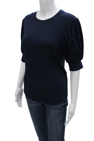 Frame Womens Basic Dark Blue T-Shirt 3/4 Sleeve Petite Size S
