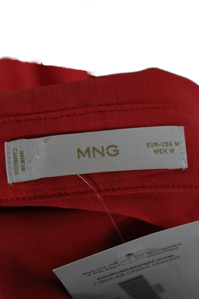 MNG Womens Red Collared Short Sleeve Jumpsuit Knee Length Size M