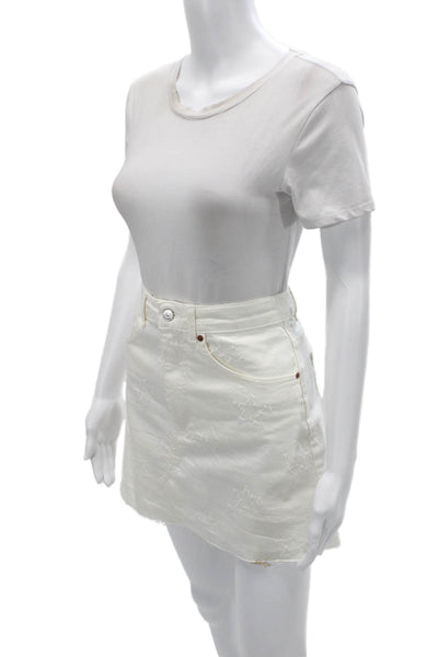 Zara Womens A-Line Mini Skirt White Cotton Blend Size M