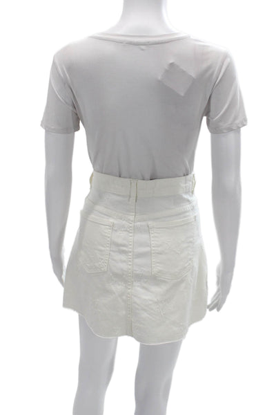 Zara Womens A-Line Mini Skirt White Cotton Blend Size M