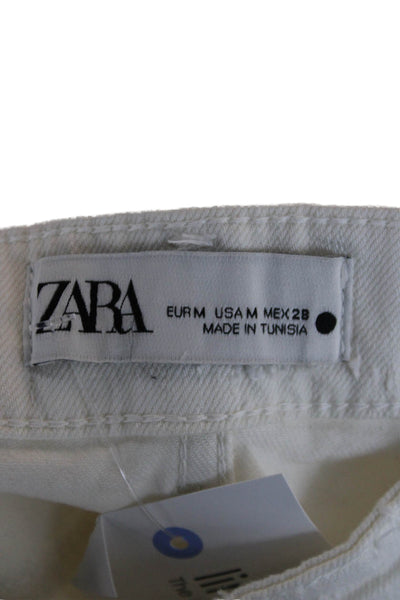 Zara Womens A-Line Mini Skirt White Cotton Blend Size M