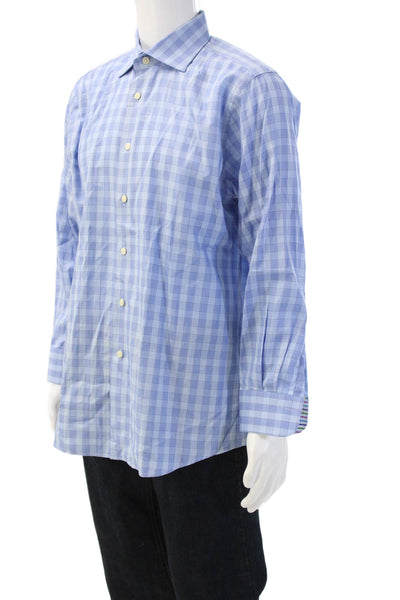 Charles Tyrwhitt Mens Cutaway Collar Light Blue Check Dress Shirt Size 16.5