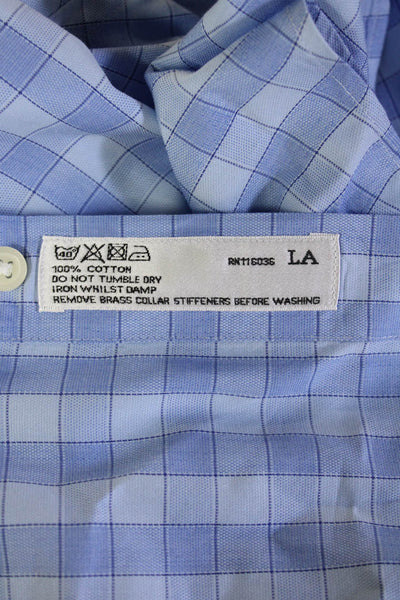 Charles Tyrwhitt Mens Cutaway Collar Light Blue Check Dress Shirt Size 16.5