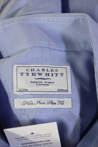 Charles Tyrwhitt Mens Point Spread Dress Shirt Light Blue Cotton Size 16.5