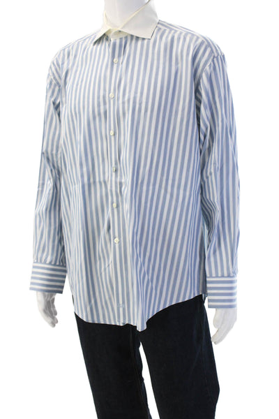 Johnston & Murphy Men's Lt Blue Striped Point Collar Dress Shirt Size L