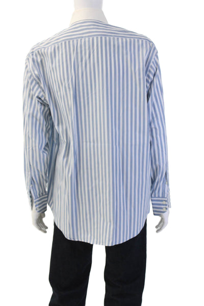 Johnston & Murphy Men's Lt Blue Striped Point Collar Dress Shirt Size L