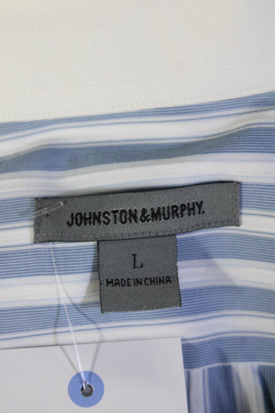 Johnston & Murphy Men's Lt Blue Striped Point Collar Dress Shirt Size L