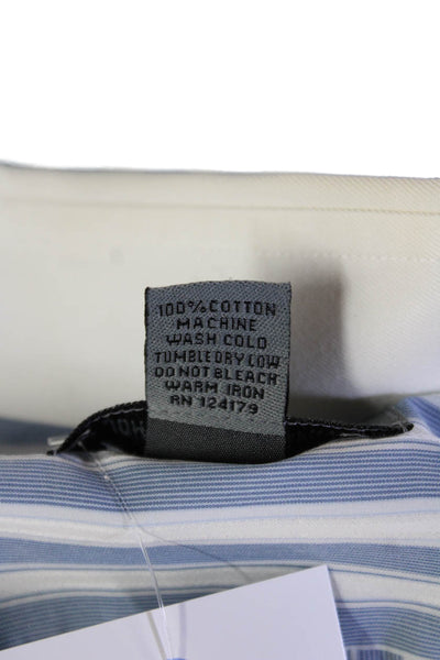 Johnston & Murphy Men's Lt Blue Striped Point Collar Dress Shirt Size L