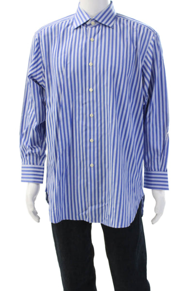 Charles Tyrwhitt Men's Blue Striped Point Dress Shirt Big & Tall Size 16.5
