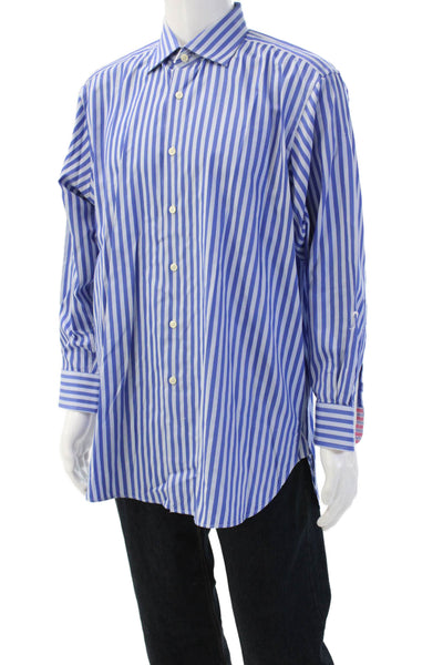 Charles Tyrwhitt Men's Blue Striped Point Dress Shirt Big & Tall Size 16.5