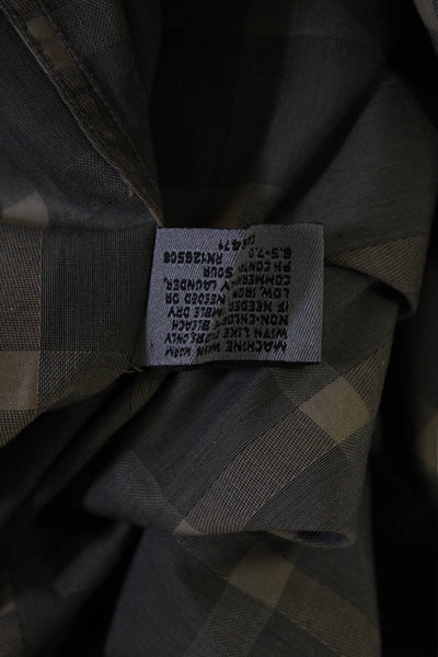 Johnston & Murphy Mens Brown Check Cotton Point Collar Button-Up Shirt Size L
