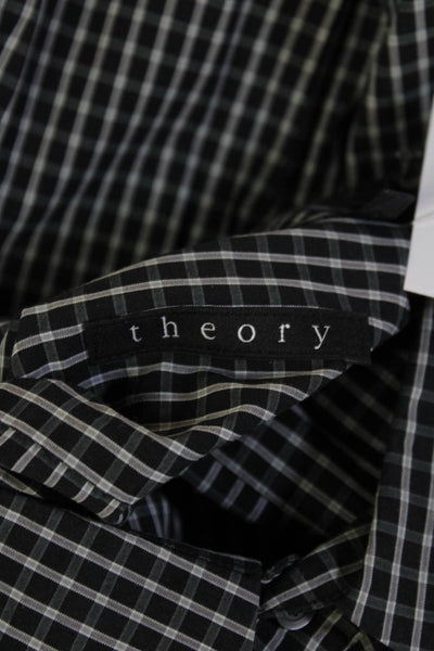 Theory Mens Point Collar Black Button-Up Dress Shirt Cotton Blend Size L