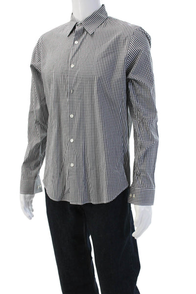 Theory Mens Button-Down Dress Shirt Black Check Long Sleeve Size L