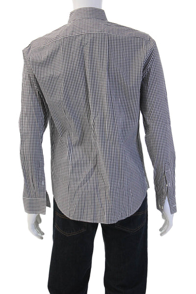 Theory Mens Button-Down Dress Shirt Black Check Long Sleeve Size L