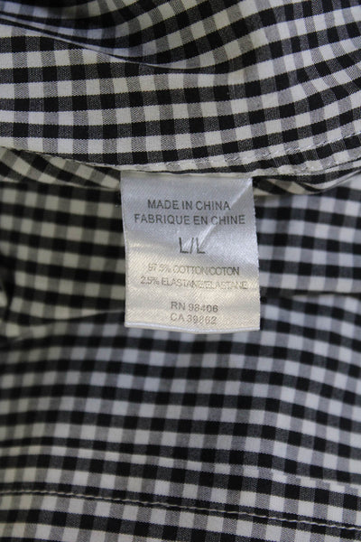 Theory Mens Button-Down Dress Shirt Black Check Long Sleeve Size L