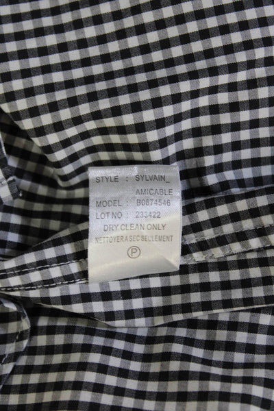 Theory Mens Button-Down Dress Shirt Black Check Long Sleeve Size L