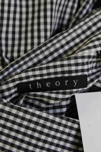 Theory Mens Button-Down Dress Shirt Black Check Long Sleeve Size L