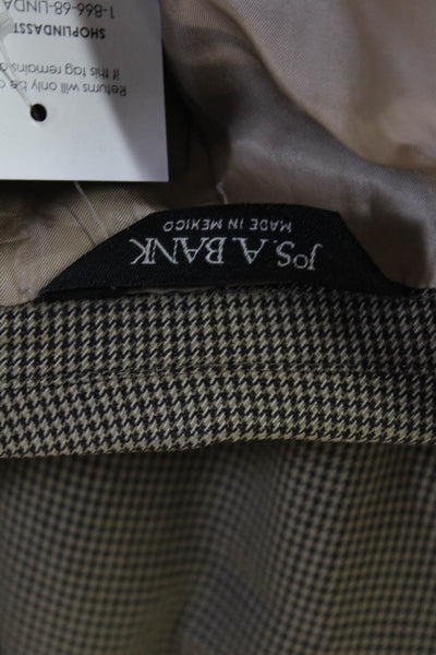 Jos A Bank Mens Brown Wool Check Suit Jacket Collared Button Size 42