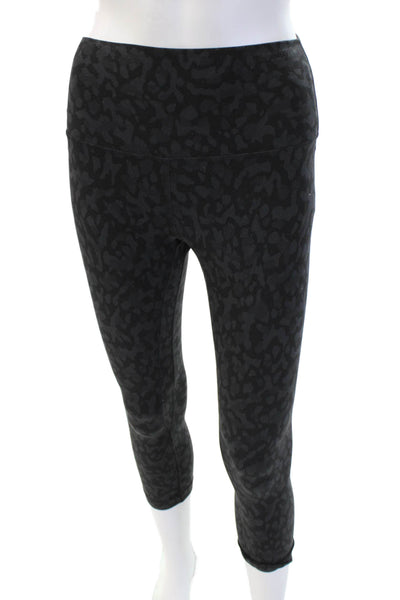 Lululemon Women Black Leopard Print Capri Cropped Leggings Size 6