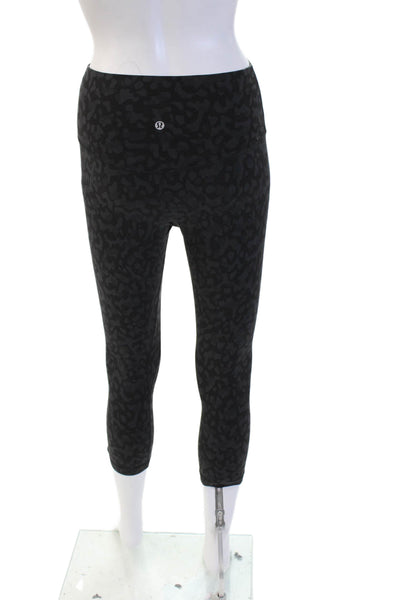 Lululemon Women Black Leopard Print Capri Cropped Leggings Size 6