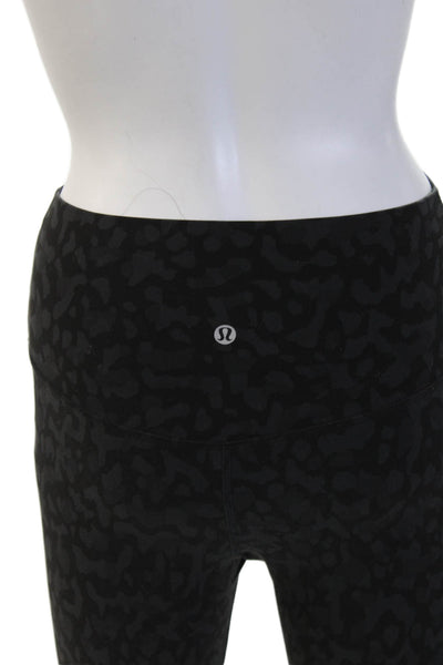 Lululemon Women Black Leopard Print Capri Cropped Leggings Size 6