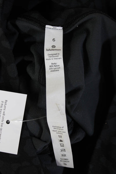 Lululemon Women Black Leopard Print Capri Cropped Leggings Size 6