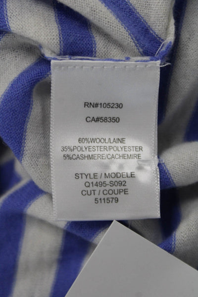 Equipment Femme Women Blue Striped Crewneck Wool Blend Sweater Size S