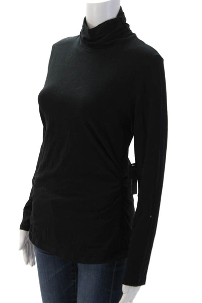 Kenneth Cole Reaction Women Black Mock Neck Long Sleeve Basic Top Size M
