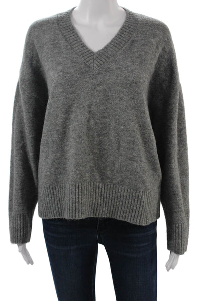 Zara Unisex Gray V-Neck Pullover Sweater Size M