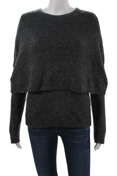 Zara Unisex Dark Gray 100% Nylon Crew Neck Pullover Sweater Long Sleeve Size M